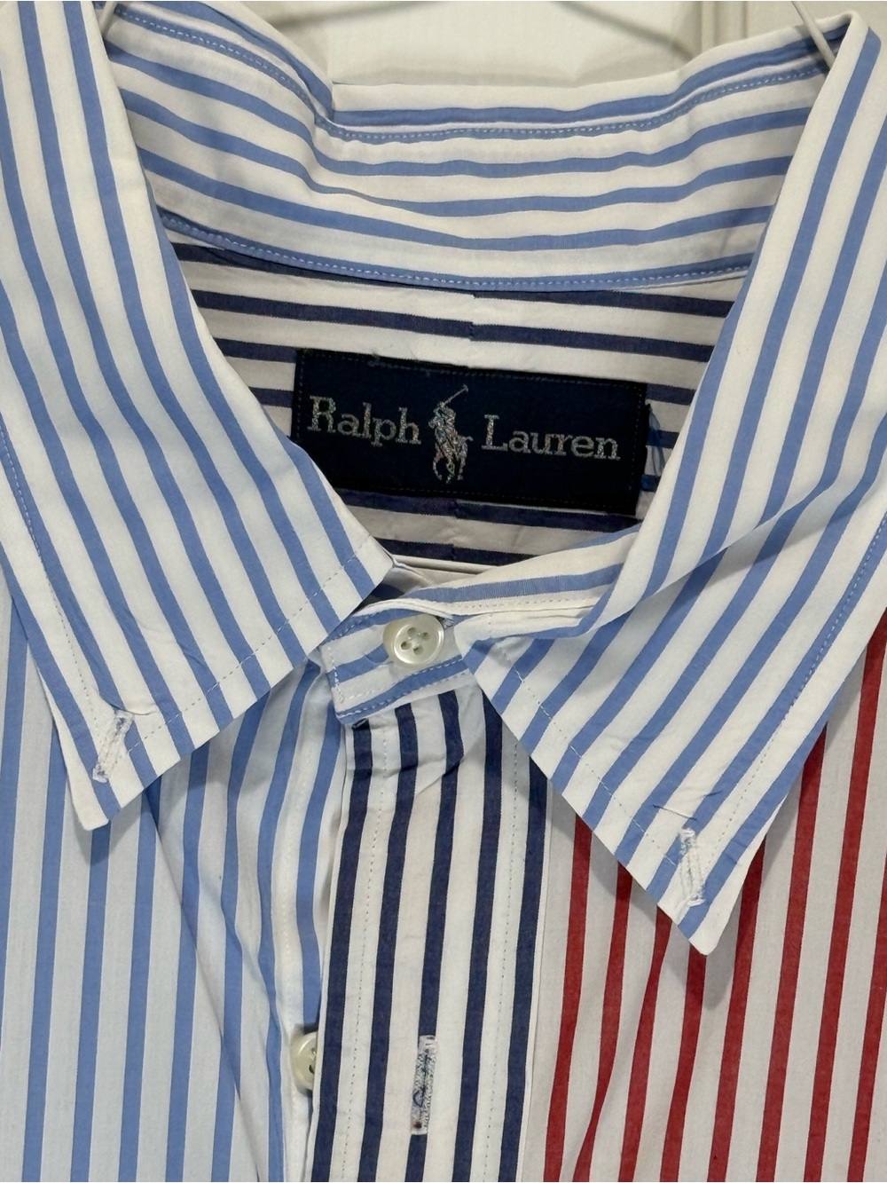 Ralph Lauren Men’s Stripe Button-Down Shirt — Blue/White/Red